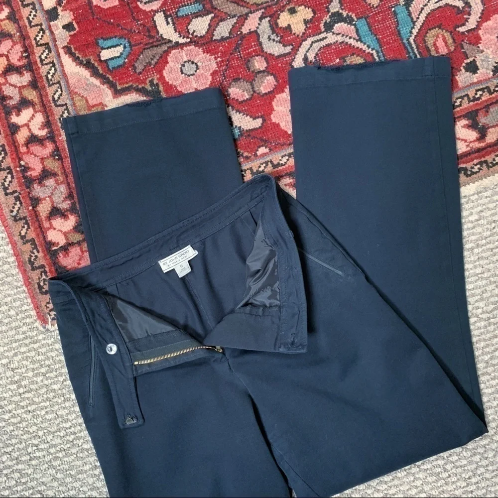 St. John Sport High Waist Wide Leg Chino Pants